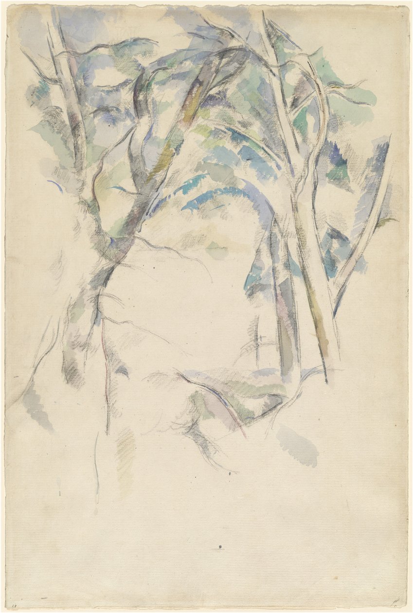 Arbres penchés sur des rochers - Paul Cézanne