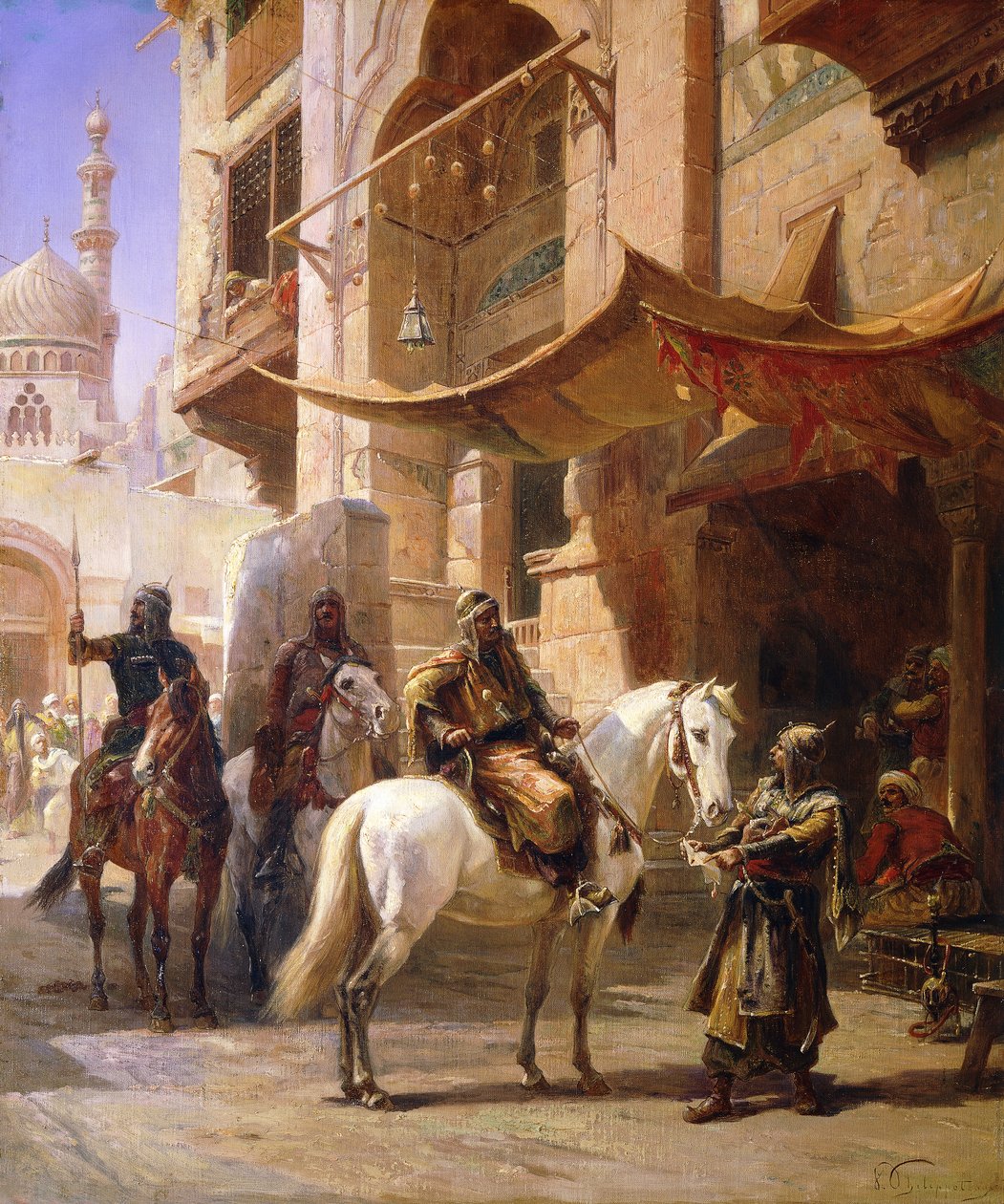 Guerriers arabes dans une rue - Paul Dominique Philippoteaux