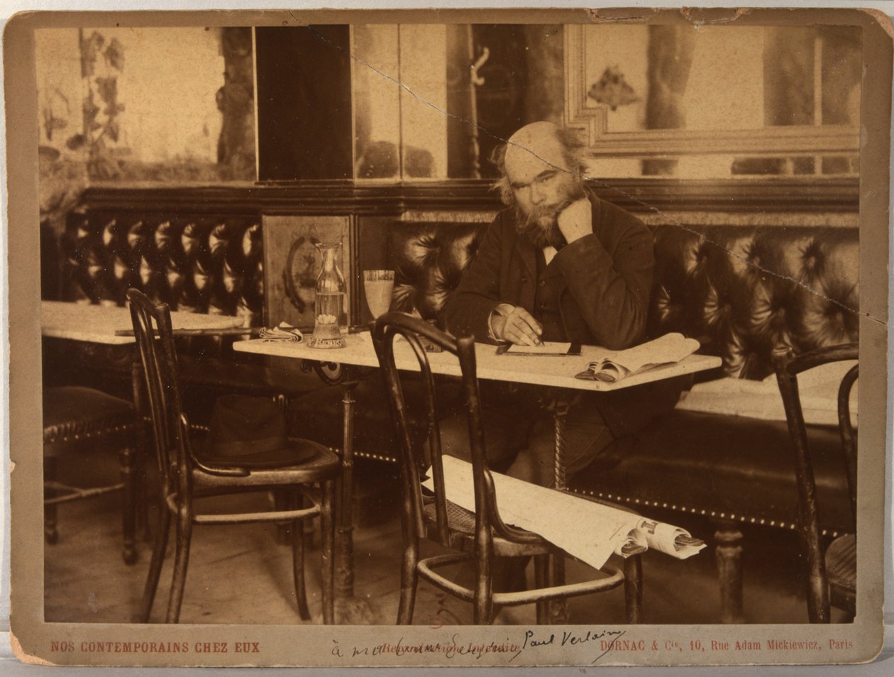 Paul Verlaine au café François 1er à Paris, 1892 - Paul Dornac
