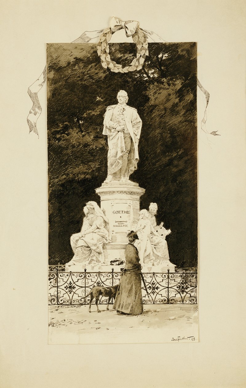 Une dame élégante à la statue de Goethe, 1888 - Paul Fischer