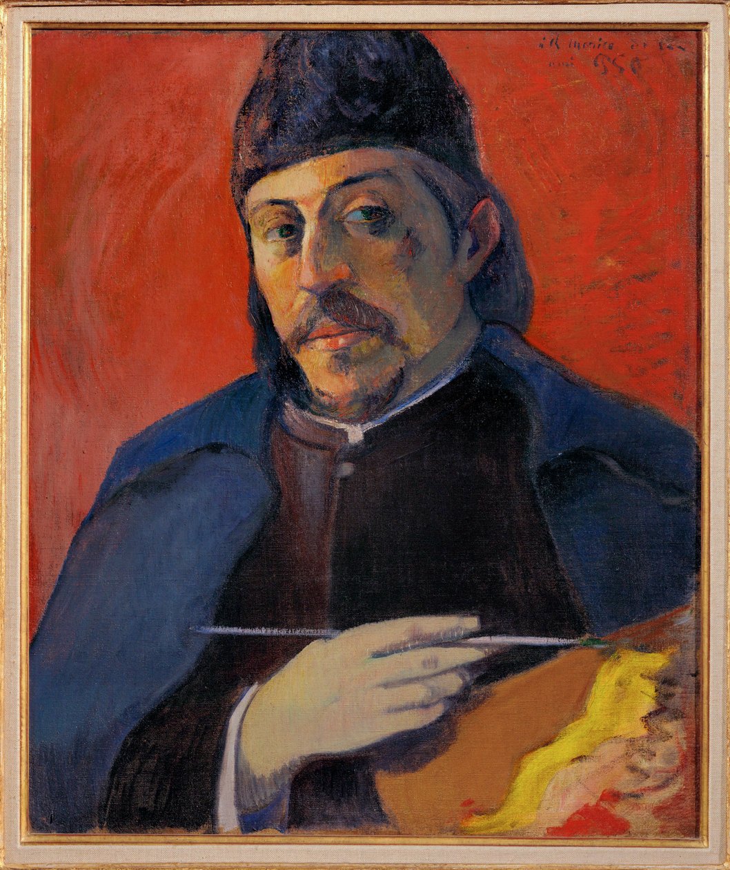 Autoportrait a la Palette (oil on canvas) - Paul Gauguin