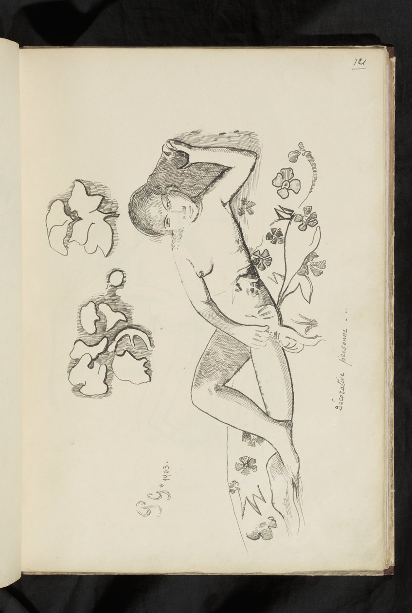 Avant et après - dessin "Personne décorative" - Paul Gauguin