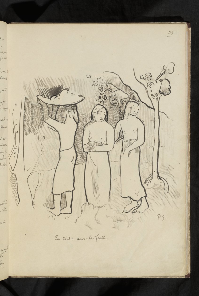 Avant et après - dessin "En route pour le festin" - Paul Gauguin