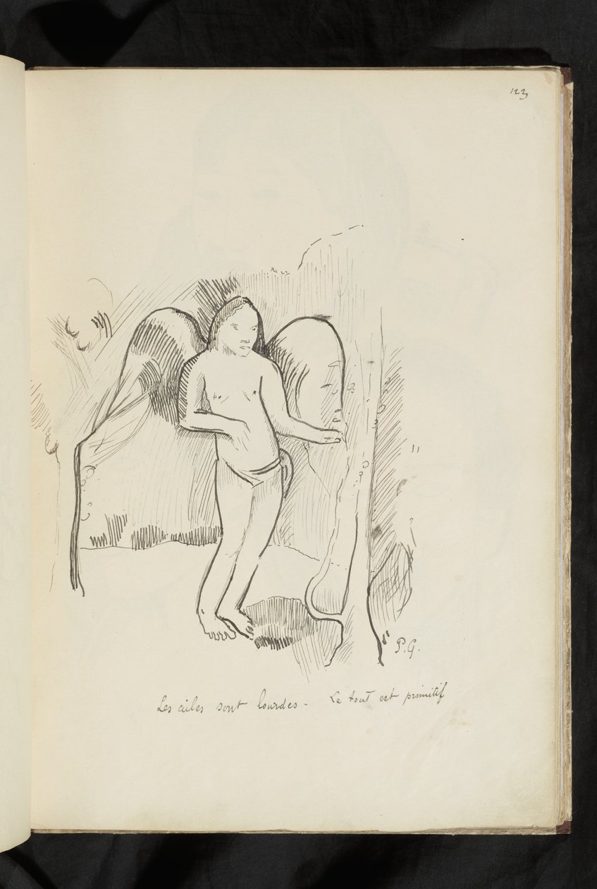 Avant et après - dessin "Les ailes sont lourdes. Le tout est primitif" - Paul Gauguin