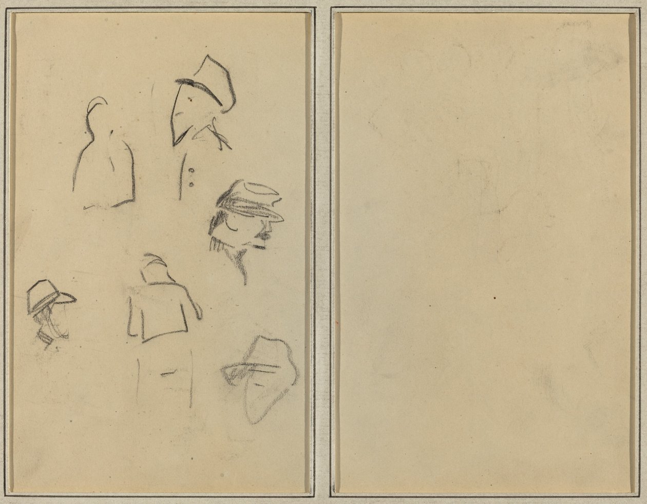 Quatre têtes et deux figures (verso) - Paul Gauguin