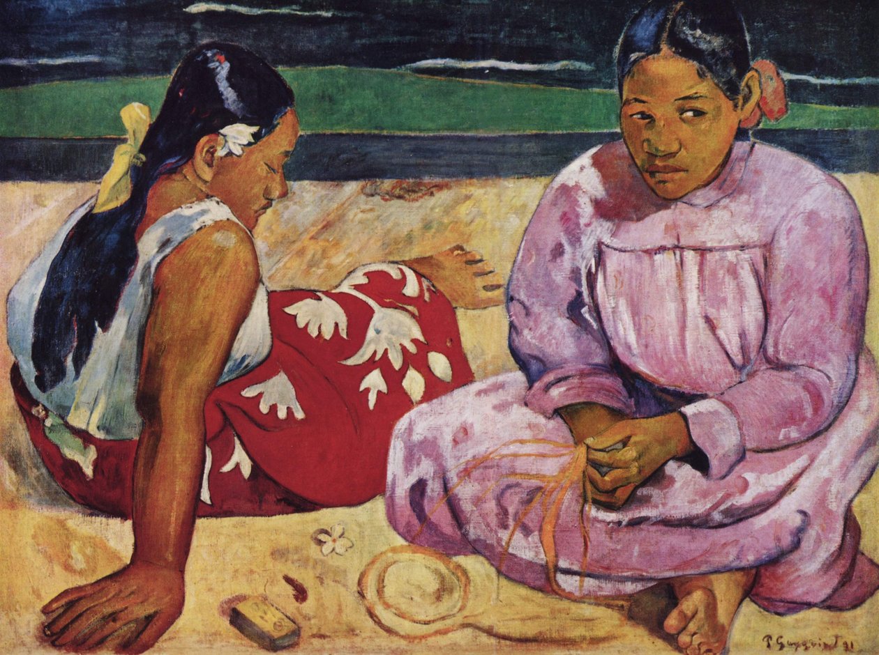 French: Femmes de Tahiti, ou Sur la plage Tahitian Women on the Beach - Paul Gauguin