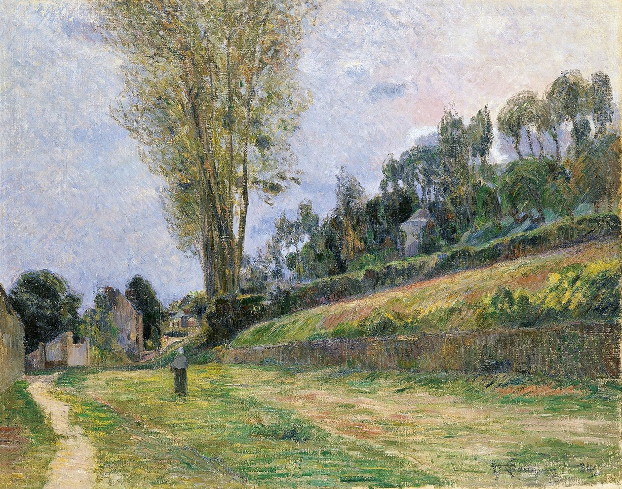French: Une Rue à Rouen, ou Personage sur la route Street in Rouen - Paul Gauguin