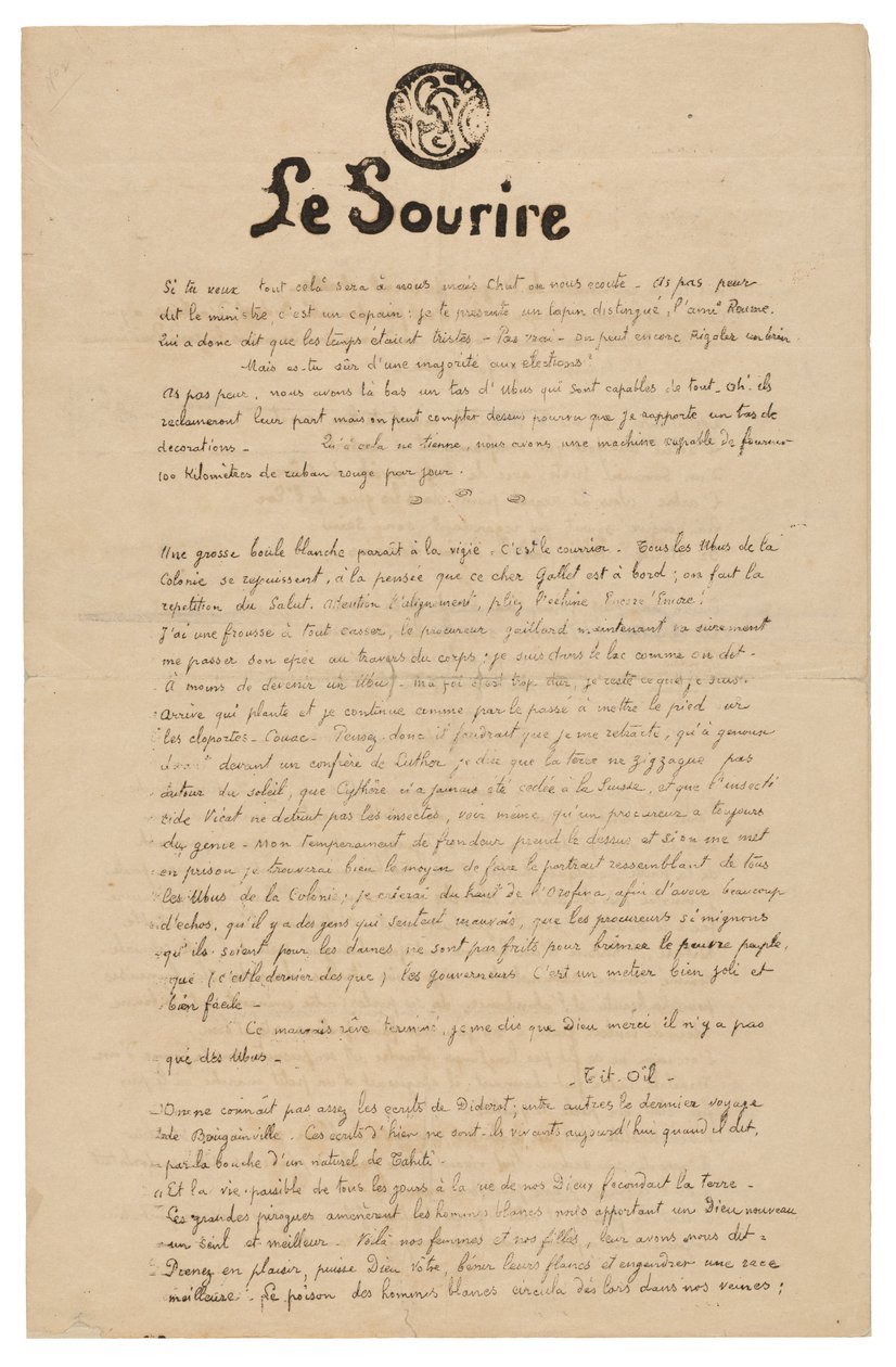 Le sourire: Journal sérieux, nov. 1899 - Paul Gauguin