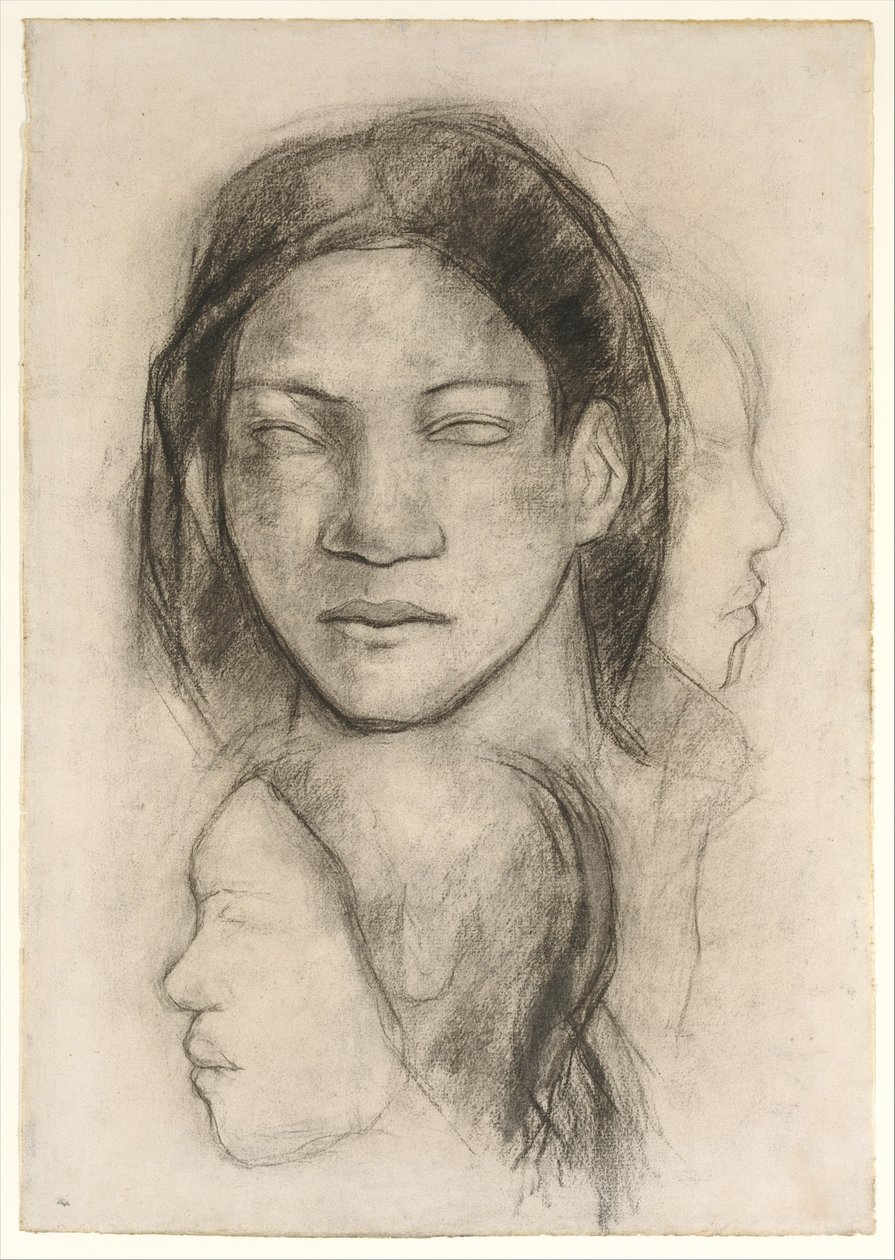 Visages tahitiens (vue de face et de profil) - Paul Gauguin