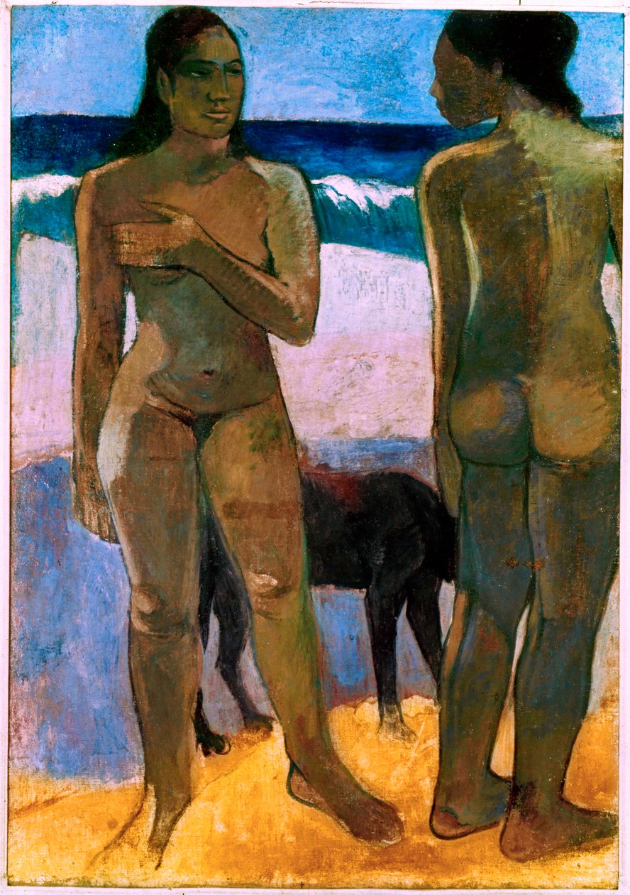 Filles tahitiennes sur la plage (huile sur toile) - Paul Gauguin
