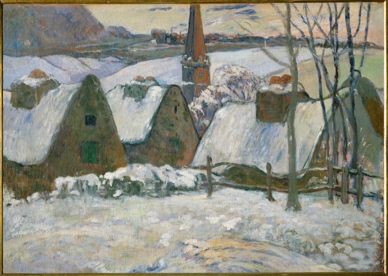 Village Breton sous la neige (oil on canvas) - Paul Gauguin