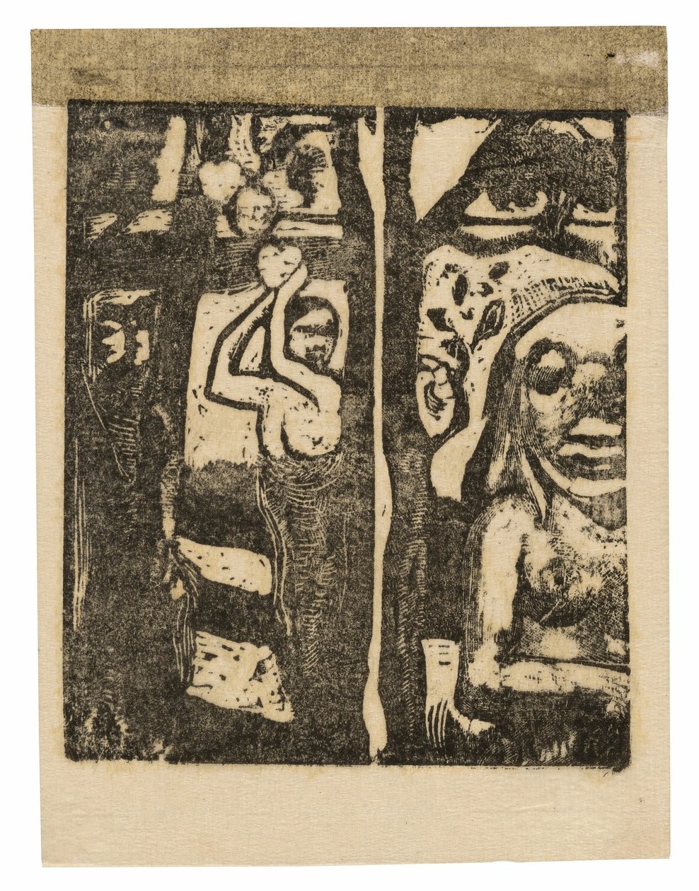 Femme cueillant des fruits et Oviri - Paul Gauguin