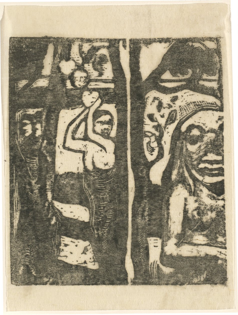 Femme cueillant des fruits et le sauvage - Paul Gauguin
