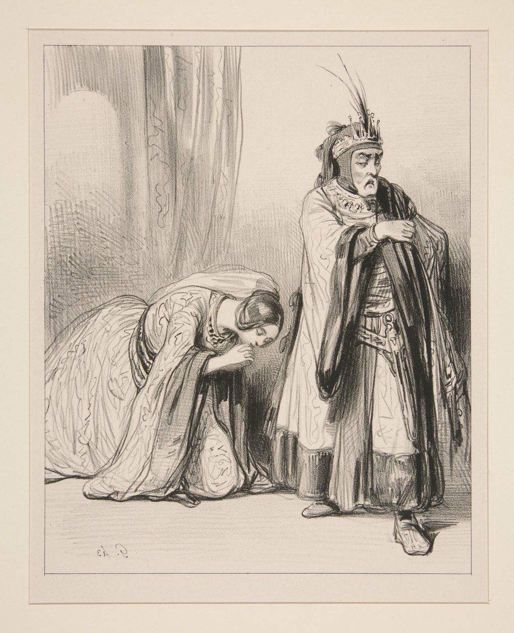 (La jeune princesse) Me faudra-t-il expirer de douleur a vos pieds, Seigneur... - Paul Gavarni