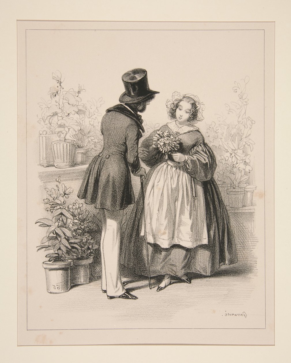 Bouquetière - Paul Gavarni