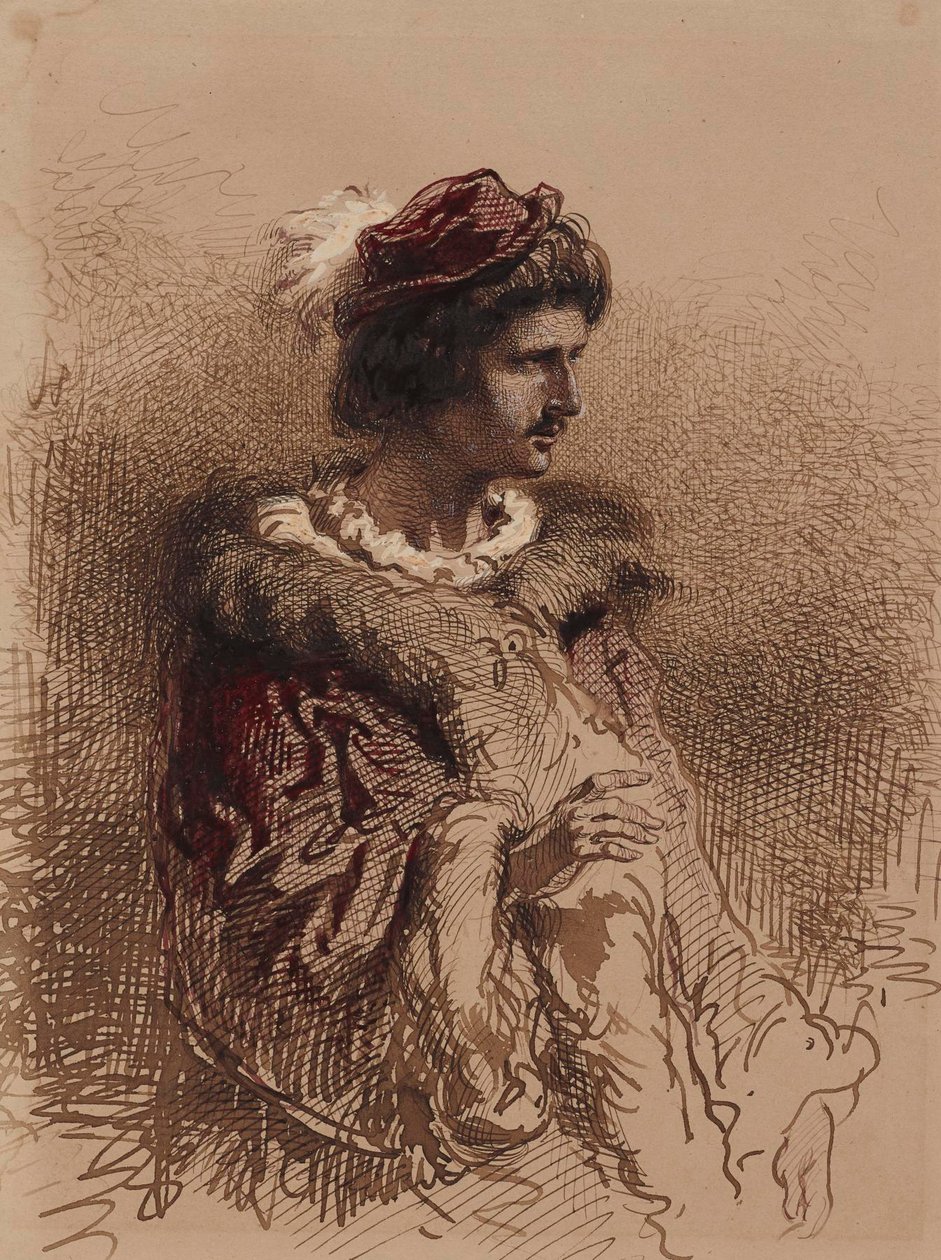 Figure masculine en buste en costume du XVIe siècle - Paul Gavarni