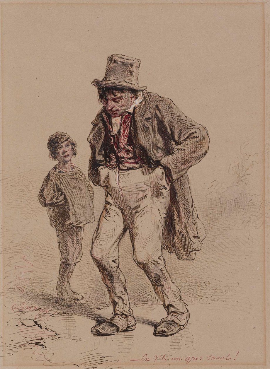 Homme et garçon ivres - Paul Gavarni