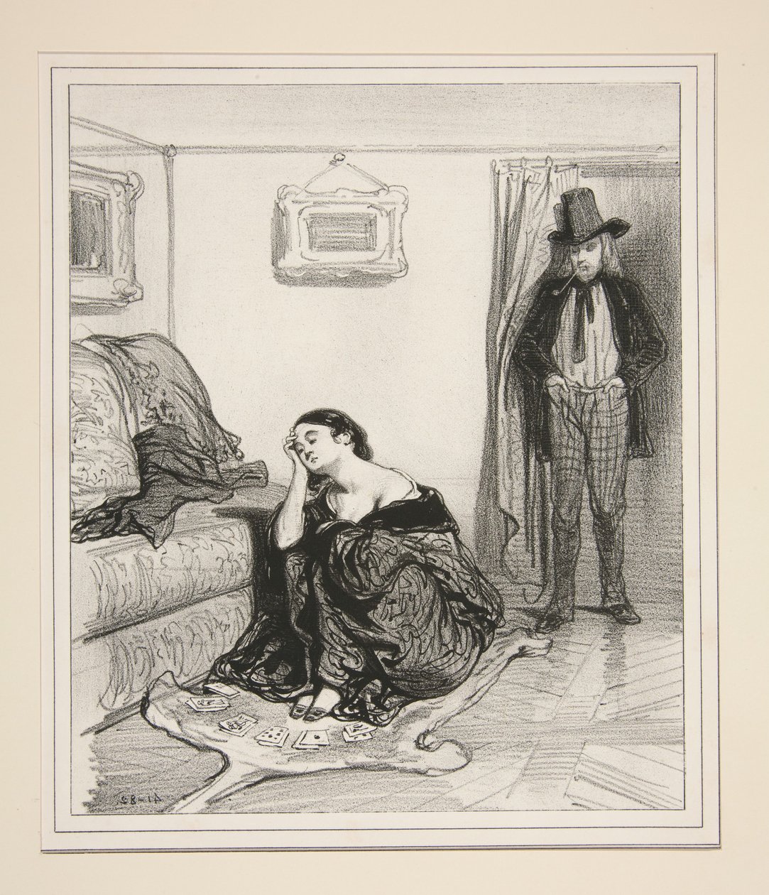Le roi de trefle en voyage, la femme brune attend un blond... - Paul Gavarni