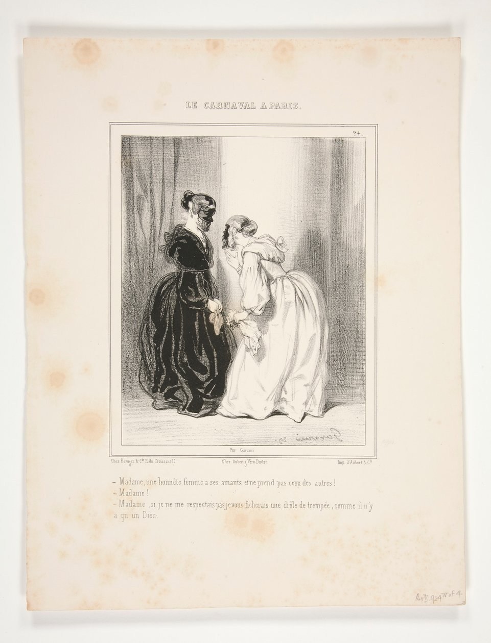 Madame, une honnête femme a ses amants (sic), et ne prend pas ceux des autres! - Paul Gavarni