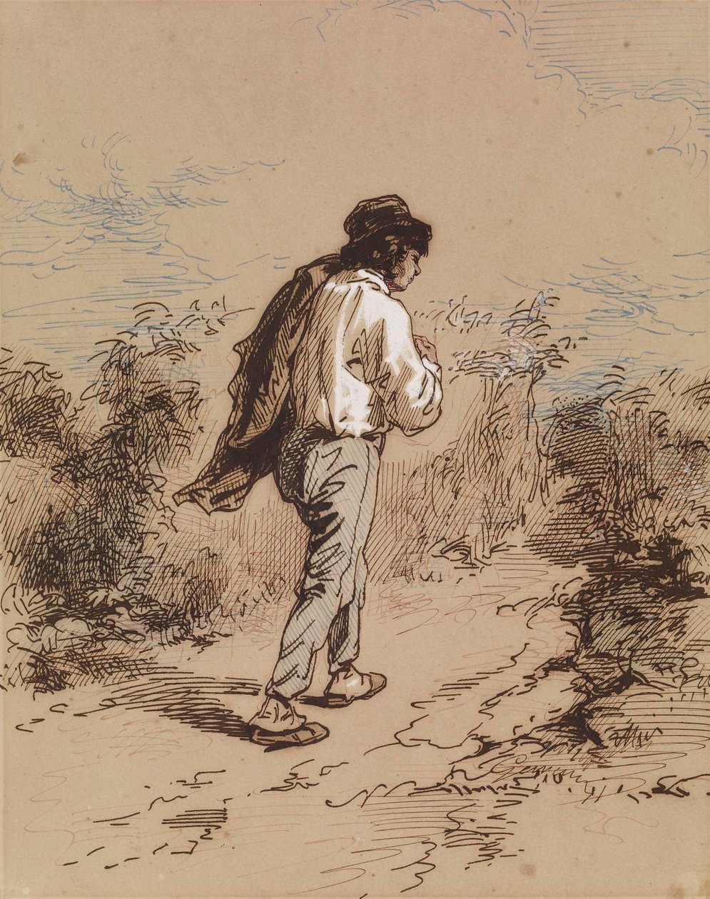Homme marchant - Paul Gavarni