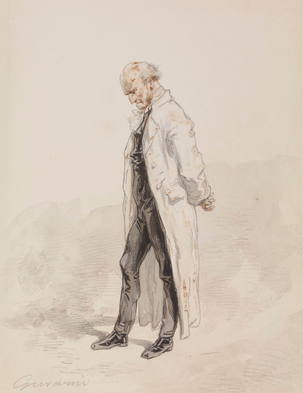 Un vieil homme en blouse blanche - Paul Gavarni