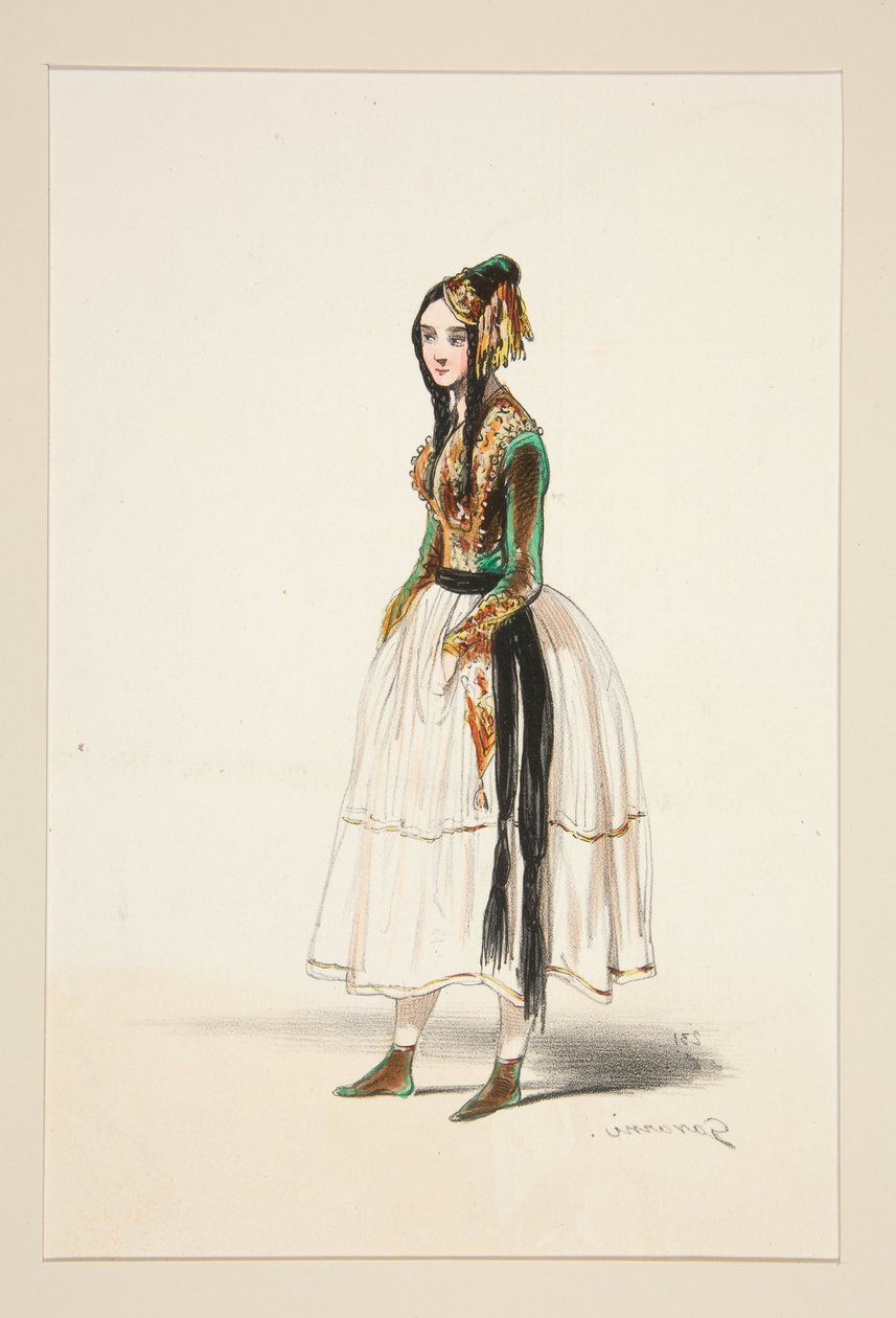 POLONAISE. Bonnet, veste et brodequins de velours, garnitures d