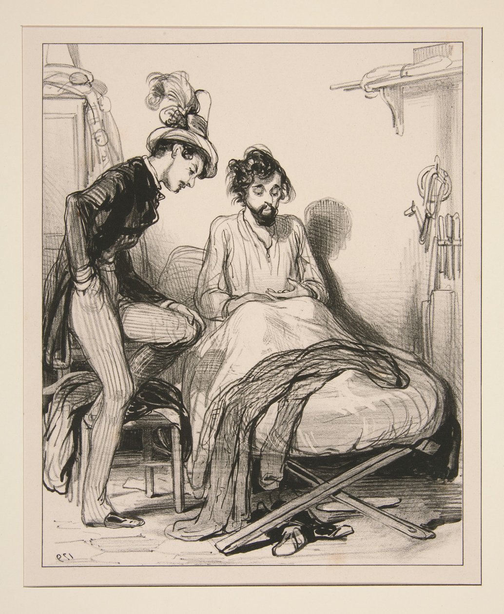 Voyons ! trente et quinze quarante-cinq, (dix) et dix trois livres cinq... - Paul Gavarni