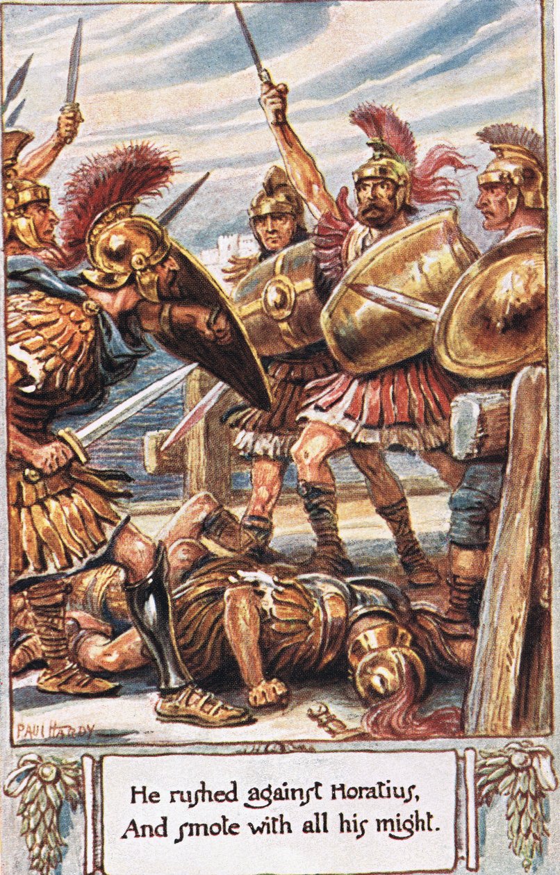 Il se précipita contre Horatius et le frappa de toutes ses forces, illustration de 