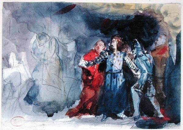 Le fantôme du roi apparaissant à Hamlet, scène de l