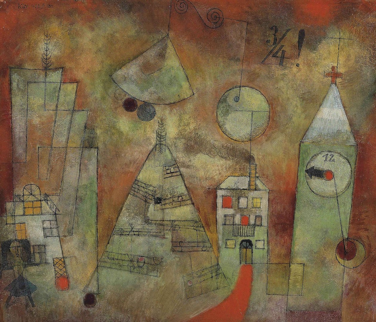 Heure fatidique à onze heures trois quarts Schicksalstunde um Dreiviertel Zwölf, 1922 - Paul Klee