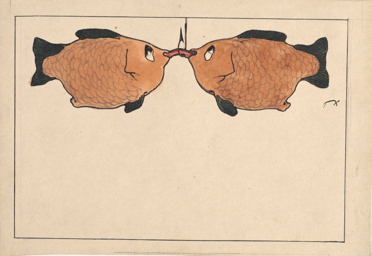 Sans titre Deux poissons, un hameçon, un ver, 1901 - Paul Klee