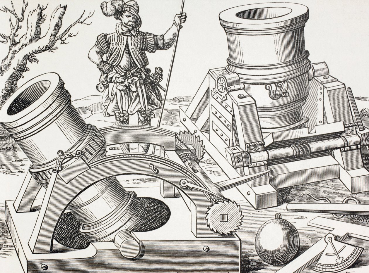 Mortiers du 16e siècle sur des chariots mobiles. - Paul Lacroix