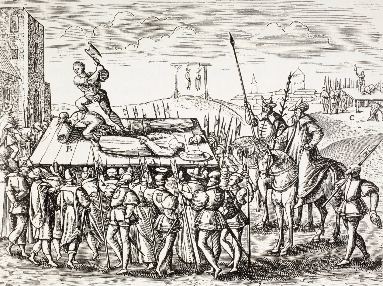 Propagande du 16e siècle illustrant les châtiments décrétés par le roi Henri Viii contre les catholiques anglais. - Paul Lacroix