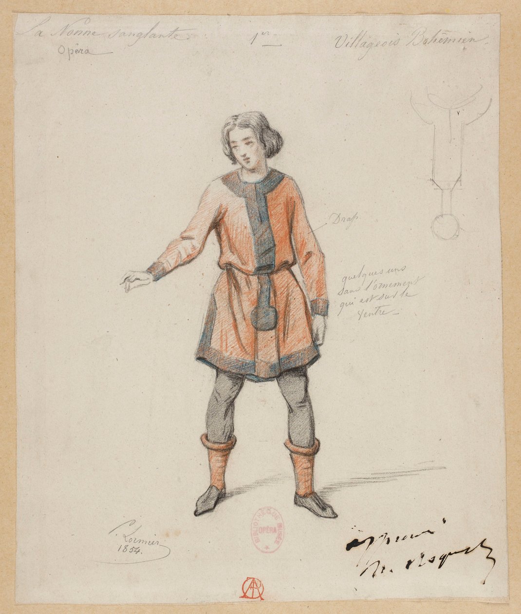 Gounod - La nonne sanglante - Quatre maquettes de costumes par Paul Lormier - 1. Villageois bohémien - Paul Lormier