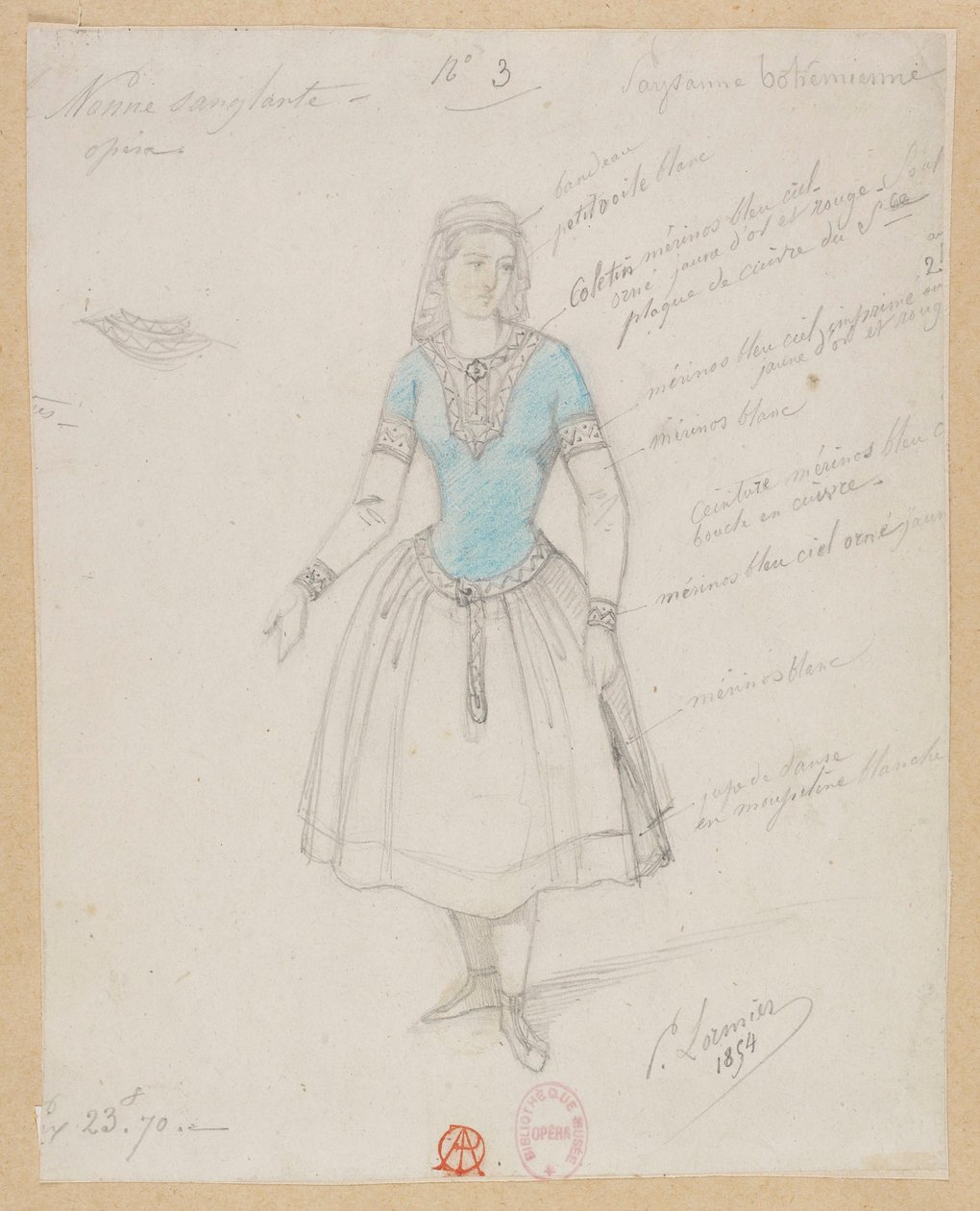 Gounod - La nonne sanglante - Quatre maquettes de costumes par Paul Lormier - 3. Paysanne bohémienne - Paul Lormier