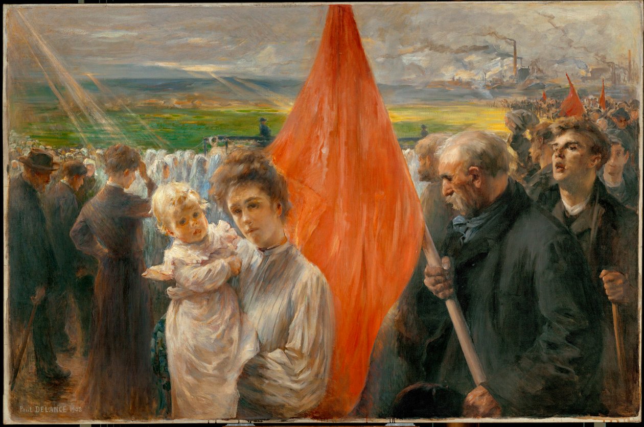 Grève à St. Ouen (peinture sur toile) - Paul Louis Delance