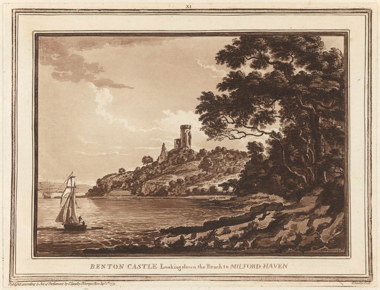 Château de Benton, vue vers Milford Haven - Paul Sandby