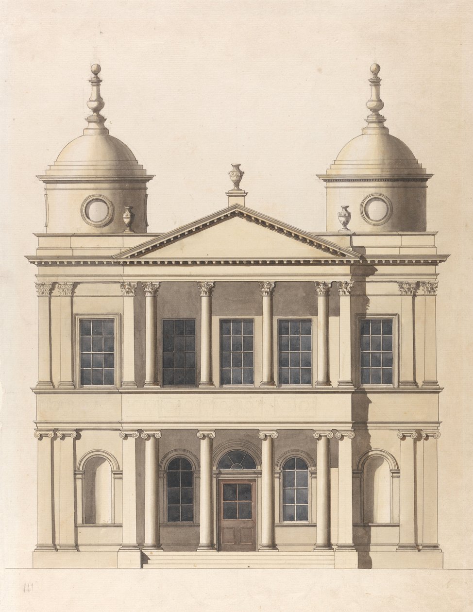 Projet pour une église. Élévation de la façade ouest - Paul Sandby
