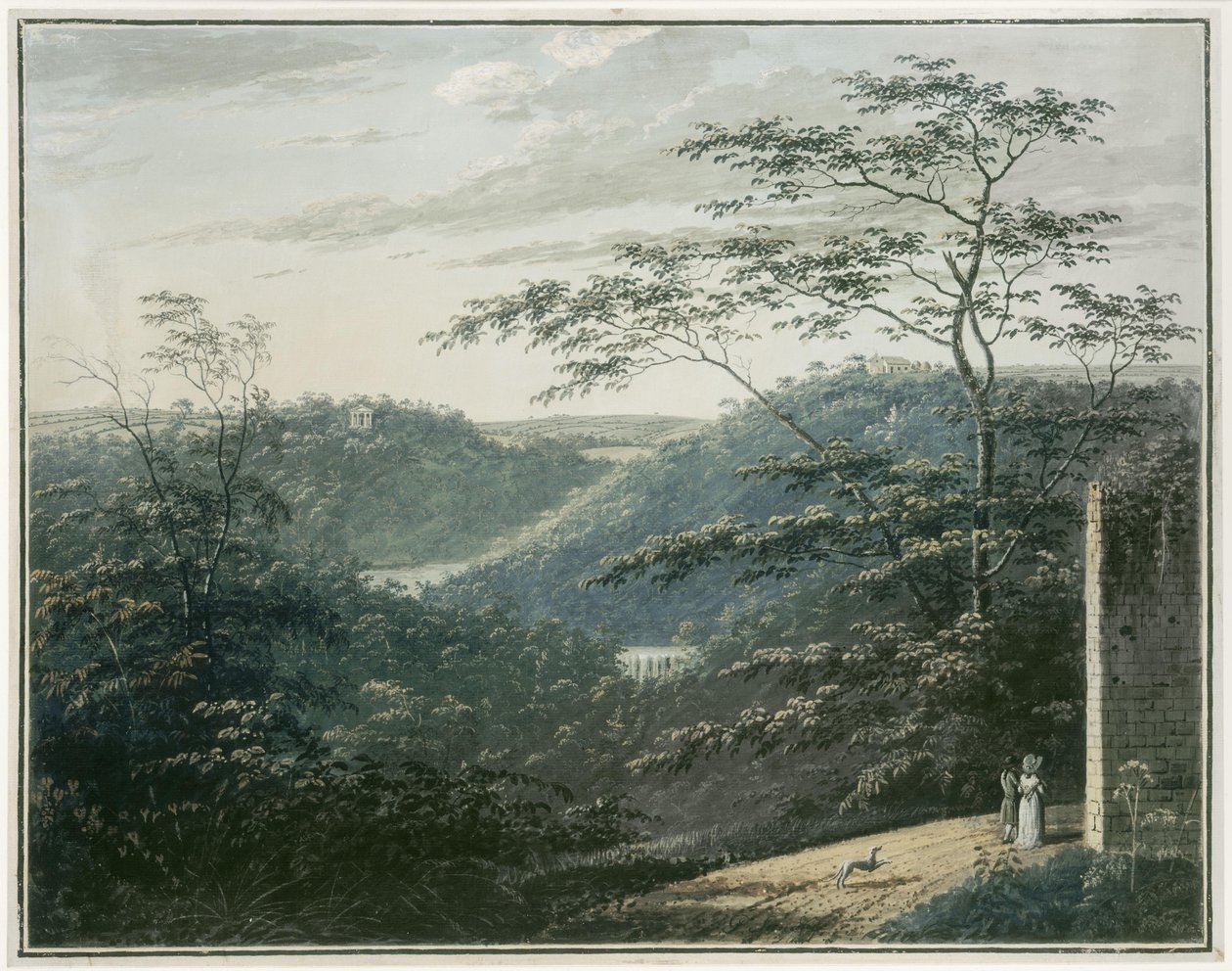 Paysage avec cascade et temple - Paul Sandby