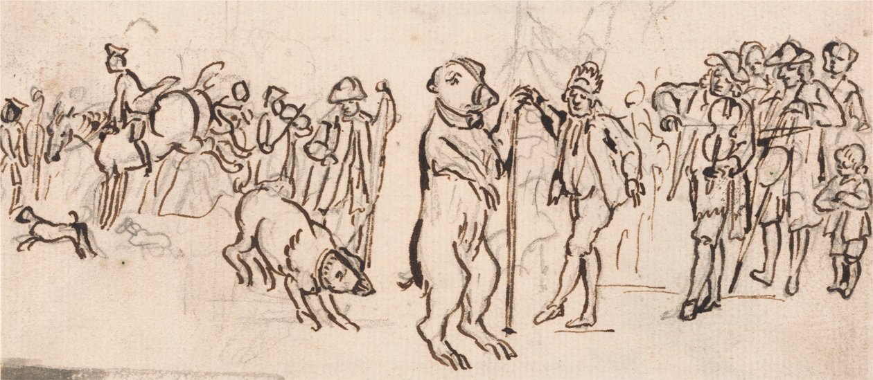 Musiciens et un ours en spectacle - Paul Sandby