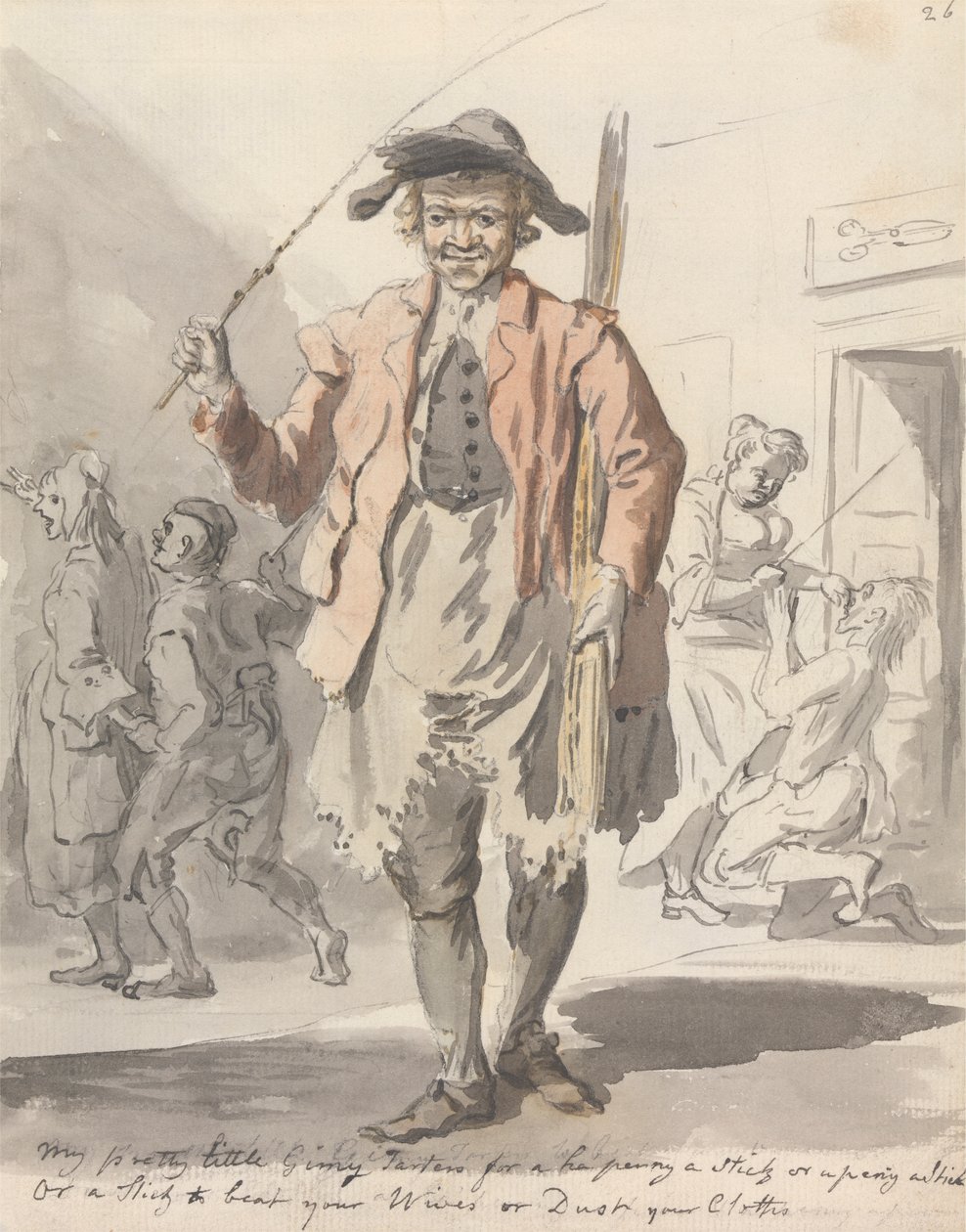Ma jolie petite Ginny Tarters pour un demi-penny un bâton ou un penny un bâton, ou un bâton pour battre vos femmes ou dépoussiérer vos vêtements - Paul Sandby
