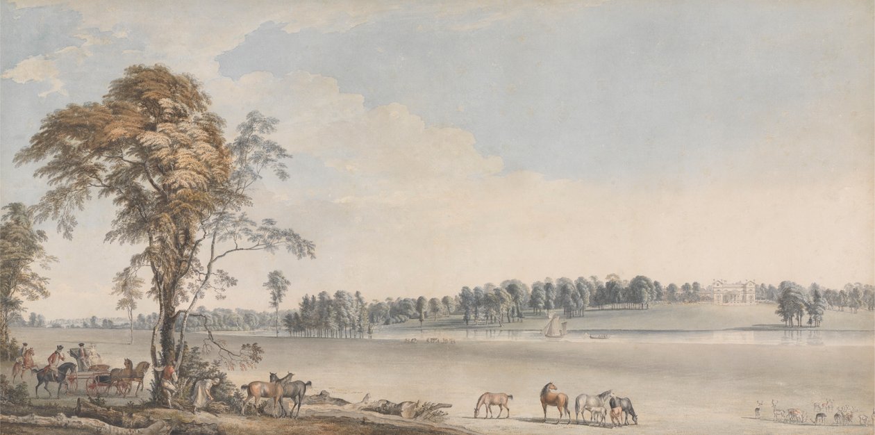 Vue Nord-Ouest de Wakefield Lodge dans la Forêt de Whittlebury, Northamptonshire - Paul Sandby