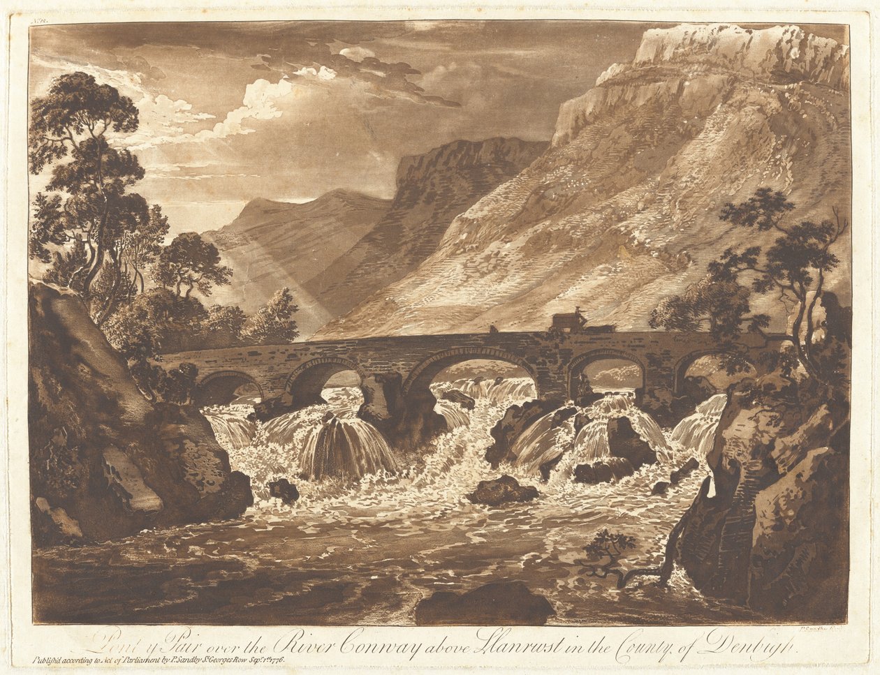 Pont-y-Pair sur la rivière Conway au-dessus de Llanrwst dans le comté de Denbigh - Paul Sandby