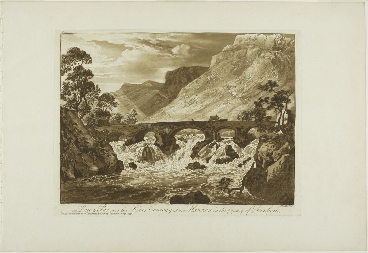 Pont y Pair sur la rivière Conway au-dessus de Llanrwst dans le comté de Denbigh - Paul Sandby