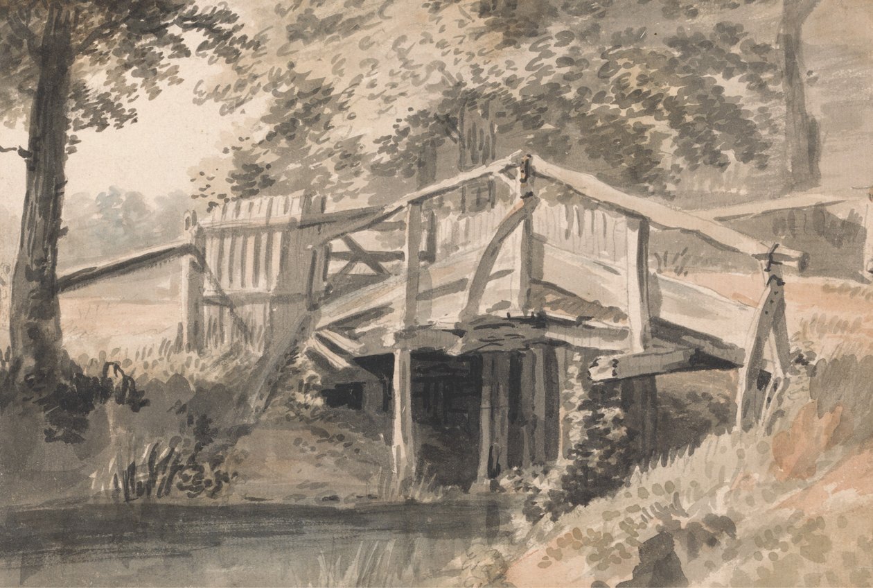 Ruisseau et pont de bois - Paul Sandby