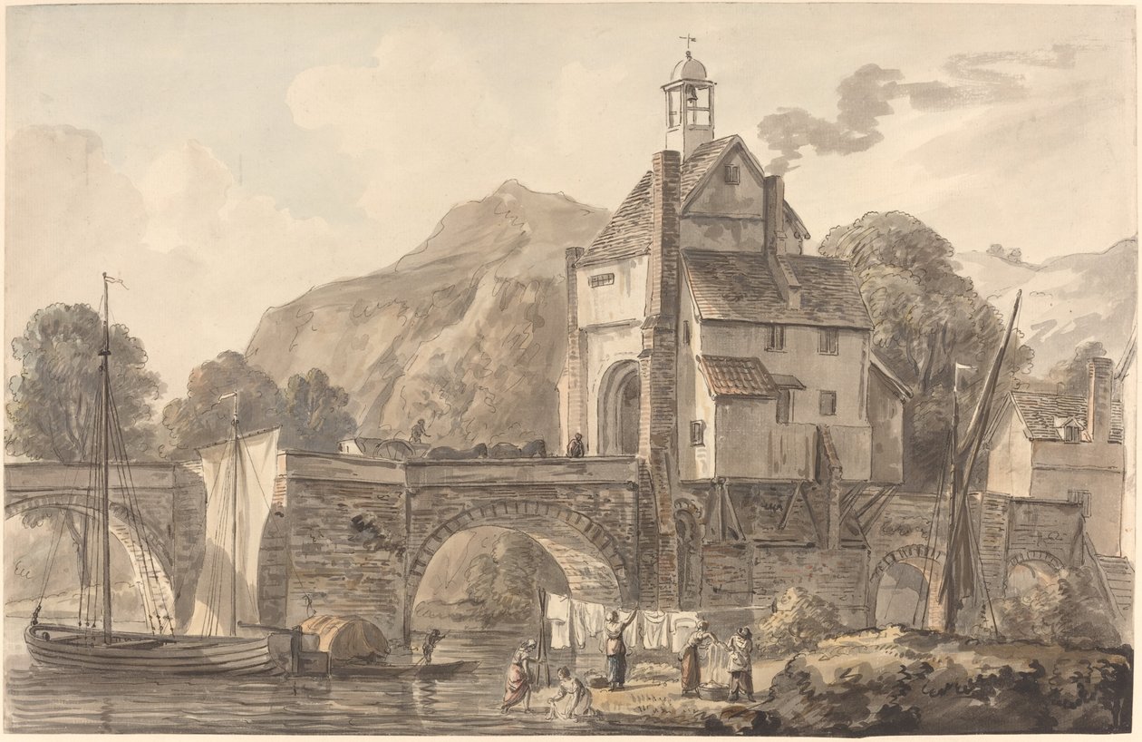 Le pont de Bridgnorth dans le Shropshire - Paul Sandby