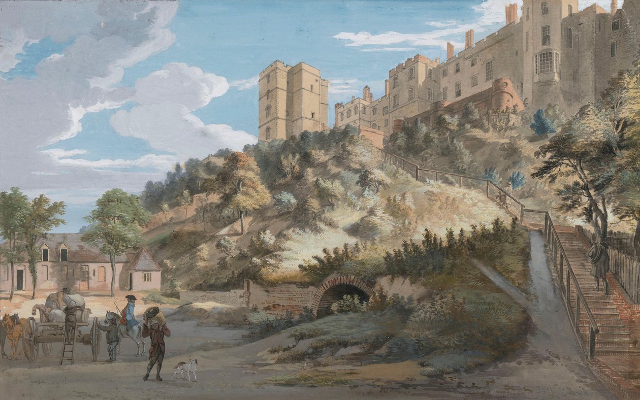 Les Cent Marches et la tour de Winchester, château de Windsor, Berkshire - Paul Sandby