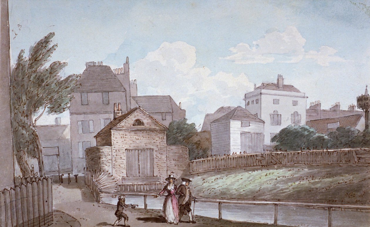 The Thatched House Inn et la New River, Islington, Londres, vers 1790 - Paul Sandby