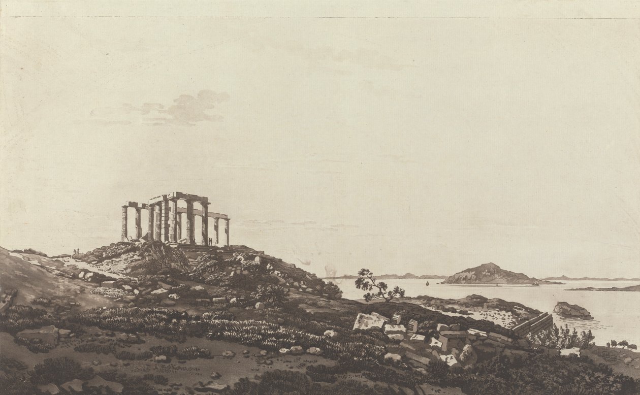 Vues du Levant : Temple en ruines sur la colline de Suninum surplombant les îles - Paul Sandby
