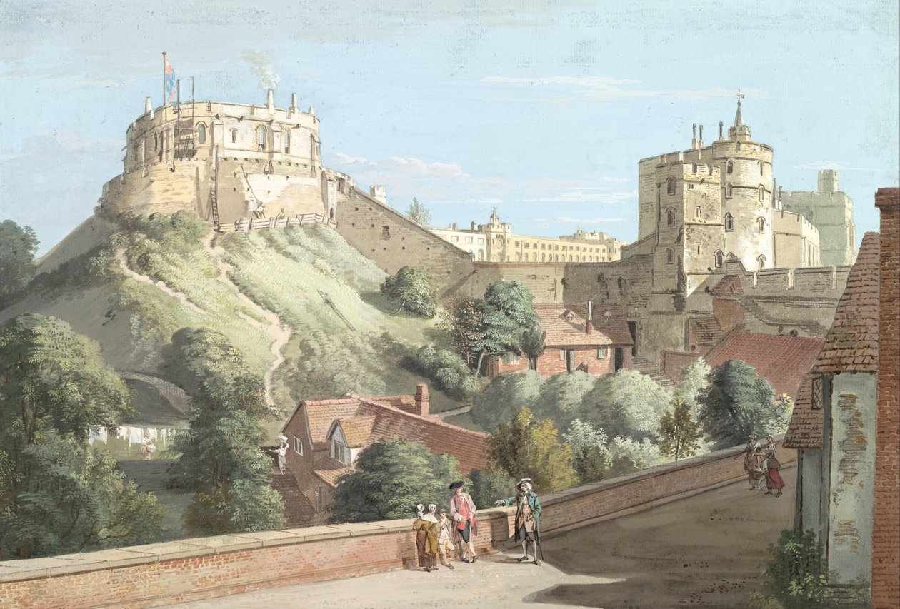 Château de Windsor : la tour ronde, la cour royale et la tour du Diable depuis la Verge noire - Paul Sandby